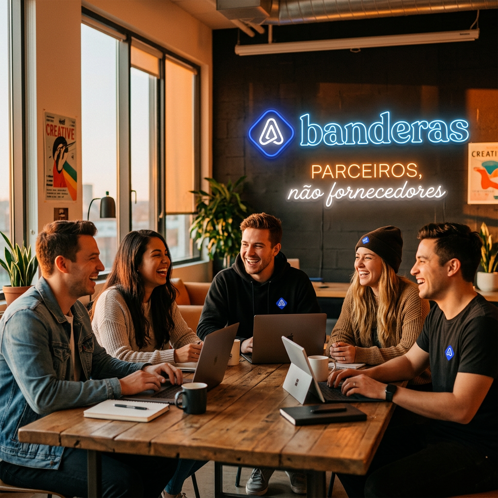 Equipe da Agência Banderas trabalhando junto